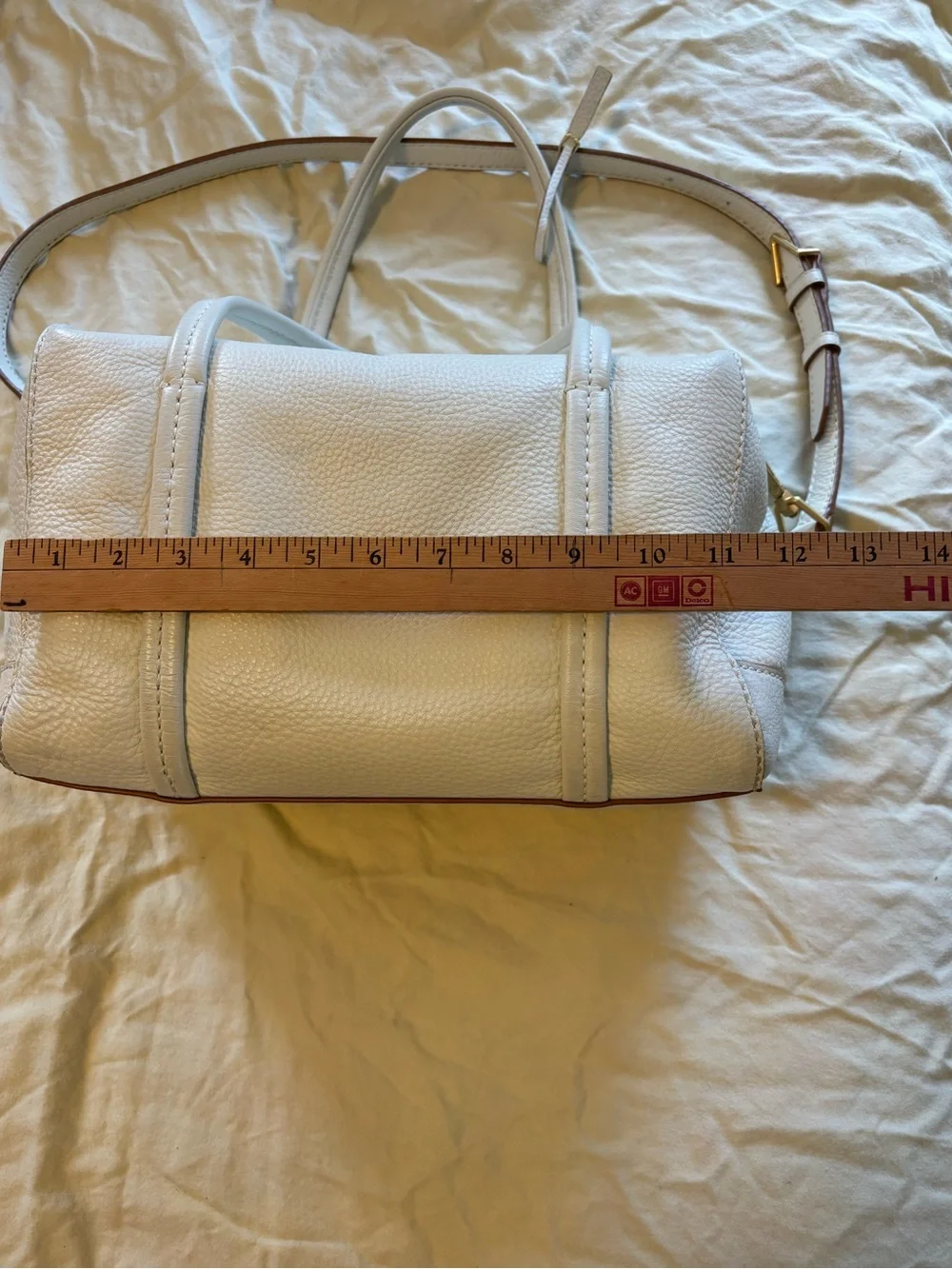 Vera Bradley White Leather Mallory Satchel Purse w Shoulder and Crossbody Straps